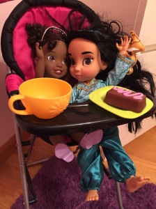 Tiana and Jasmine enjoying a spot of tea.