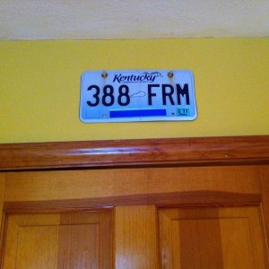 Nick's first license plate.