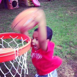 Showing the kiddie hoop who's boss three years ago.